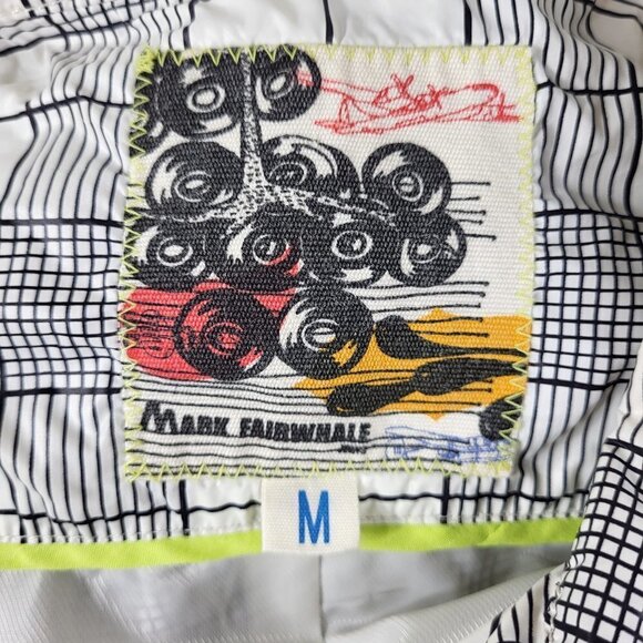 RARE Mark Fairwhale white black plaid full zip lightweight jacket ladies Medium - Picture 12 of 12